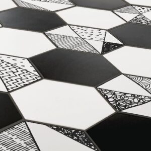 Carrelage noir et blanc hexagonal CARTOON