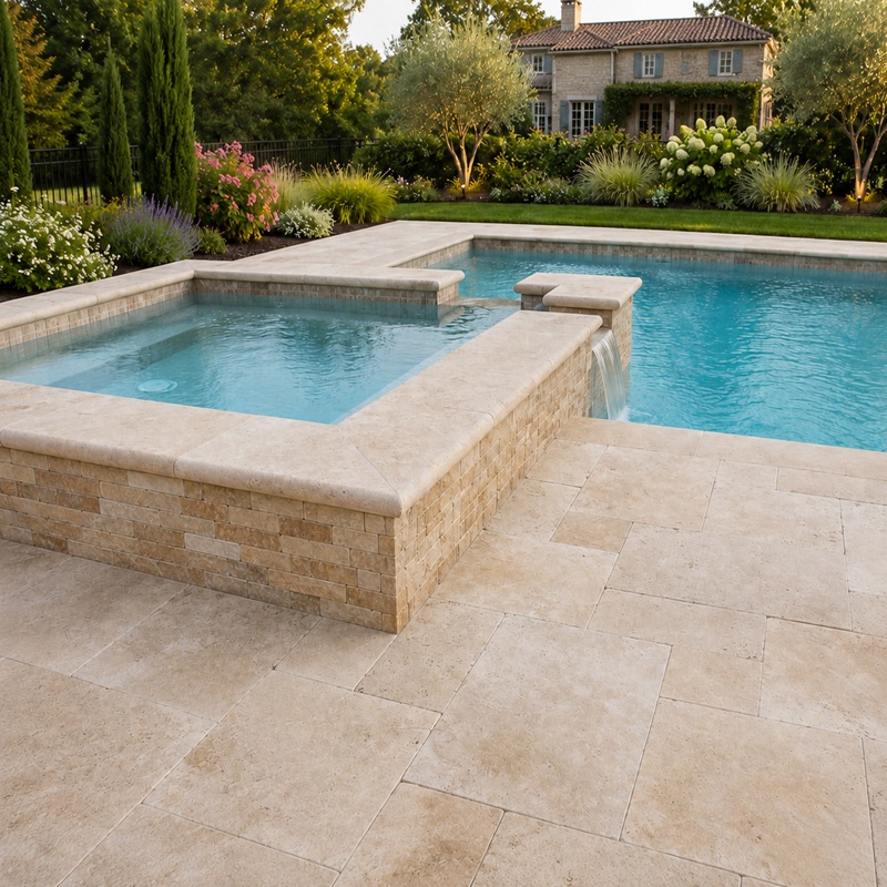 Margelle épaisse TOSCANIA 5x33x61 cm bords arrondis