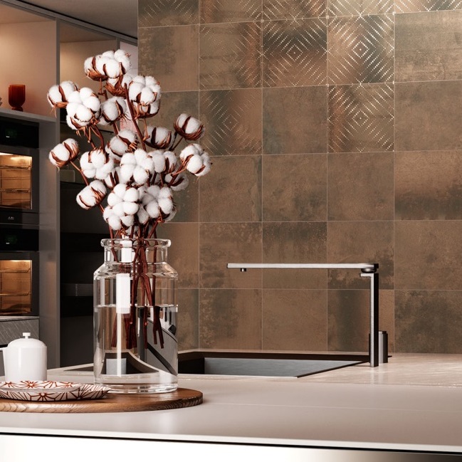 Carrelage effet metal oxydé