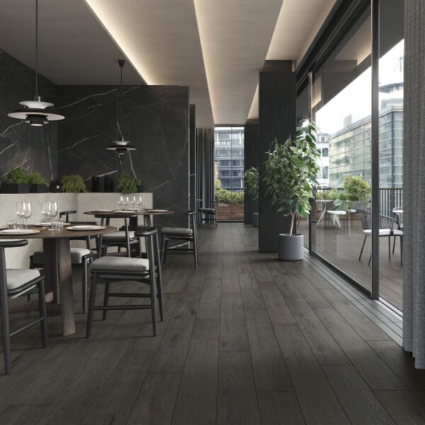 carrelage effet parquet foncé Elisir Touch Ebanite Marca corona
