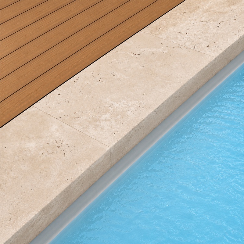 Margelle travertin beige PREMIUM en 8 cm - 8x33x61cm