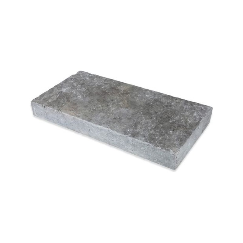 margelle en travertin gris 8 cm bord droit