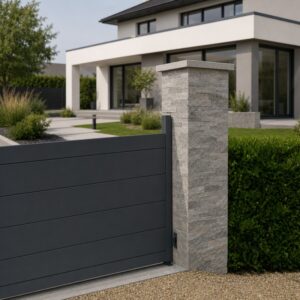 Chapeau de pilier en travertin gris SILVER