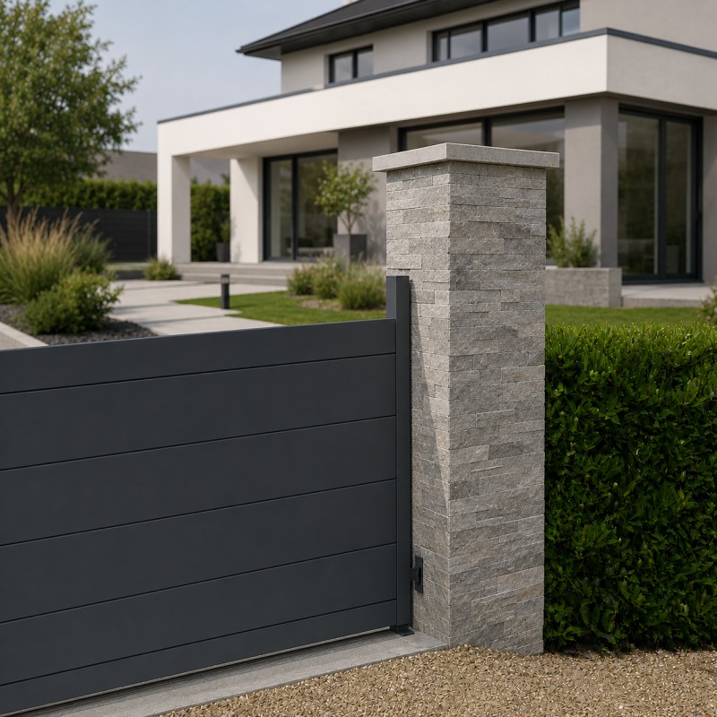 Chapeau de pilier en travertin gris SILVER