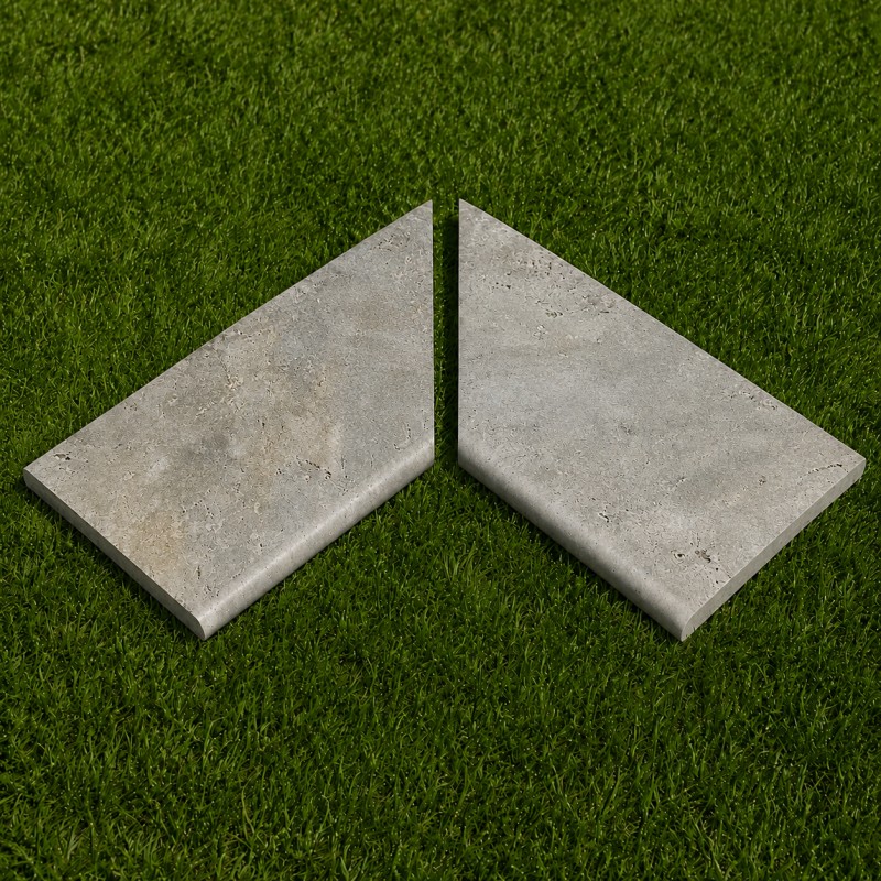 Margelle d'angle rentrant travertin piscine SILVER
