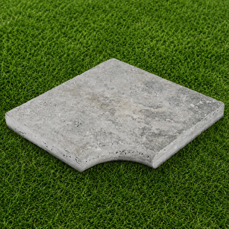 Margelle d'angle rentrant travertin piscine SILVER