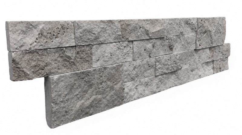 plaquette de parement en travertin gris ARGENTO