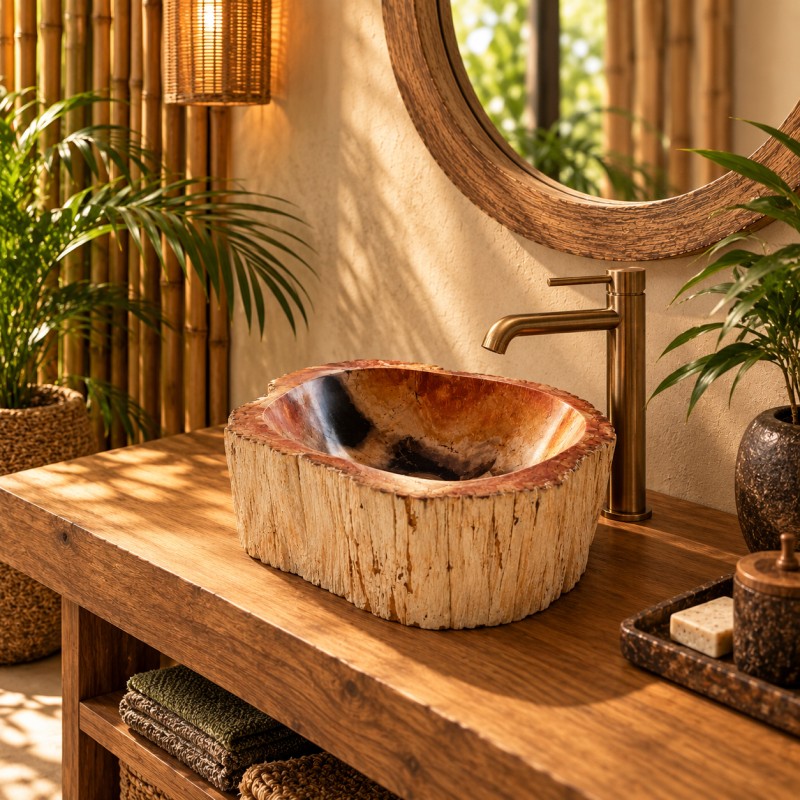 Vasque en bois fossilisé