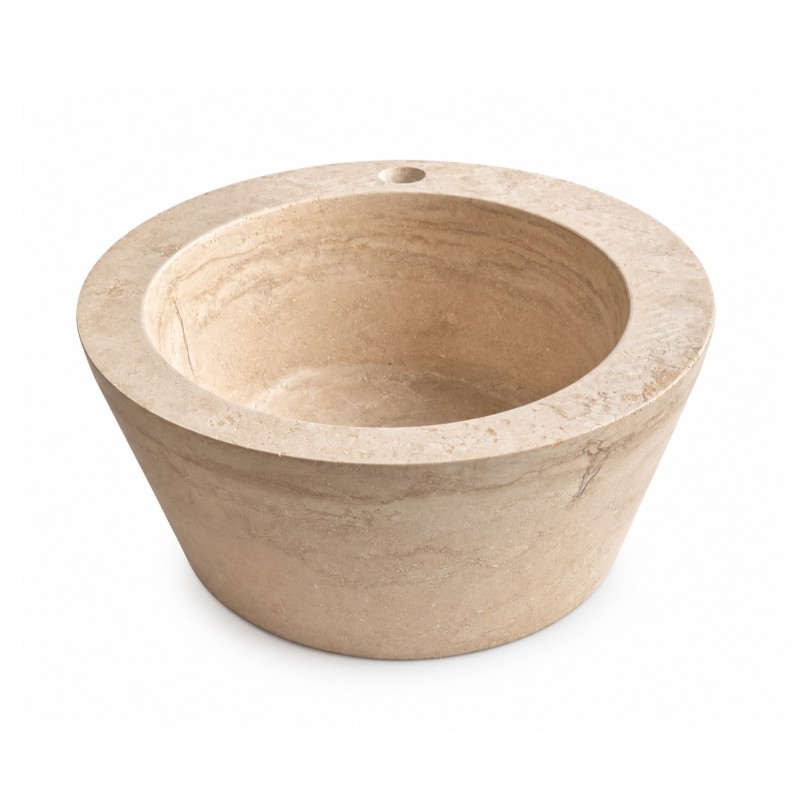 Vasque en travertin beige avec perçage mitigeur