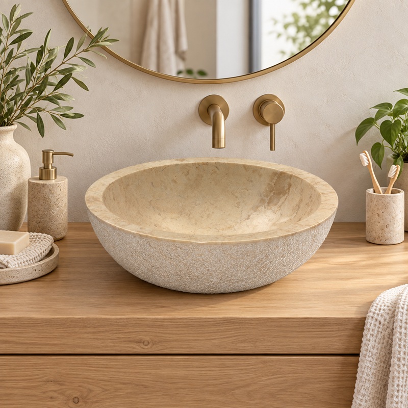 Vasque marbre ROTONDO Beige Diam 45cm