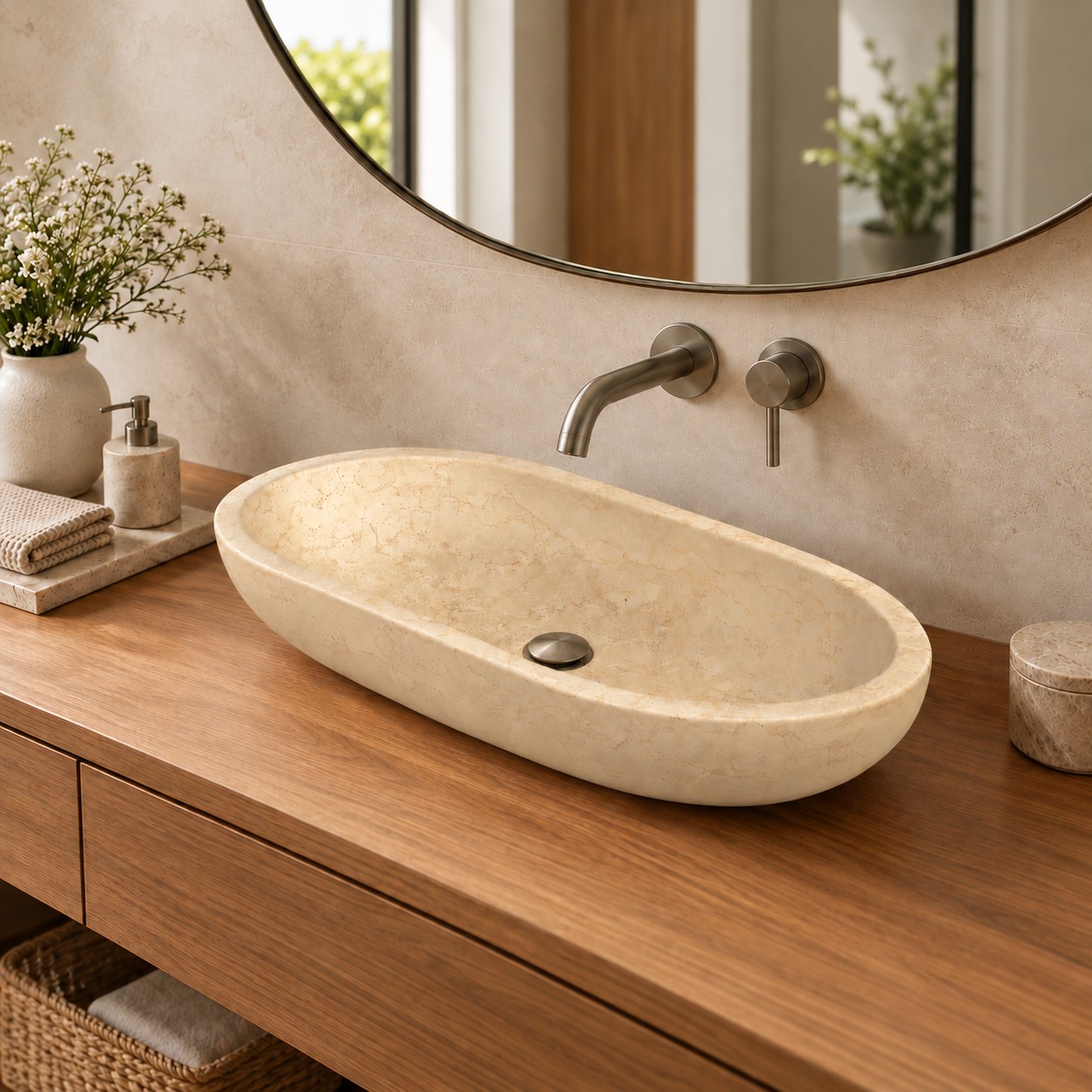 Vasque marbre OVALE beige
