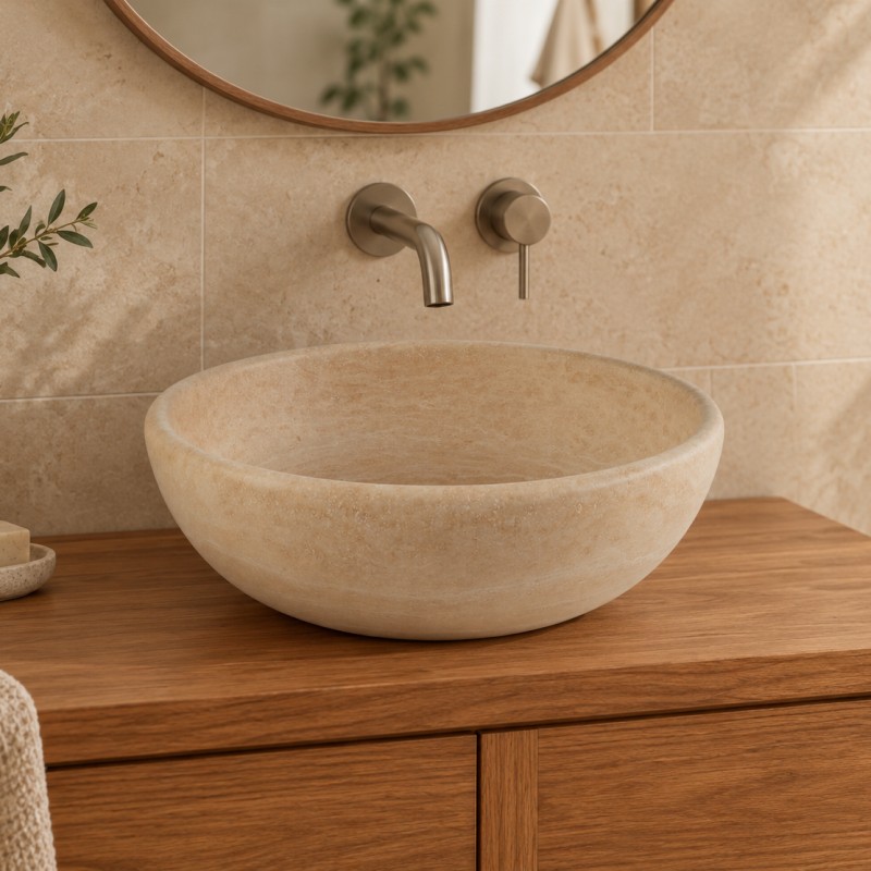 Vasque ronde en travertin BOWL