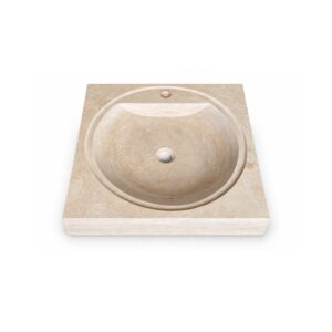 Vasque en travertin beige carrée prépercée