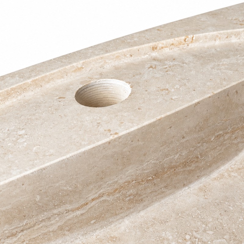 Vasque en travertin beige carrée prépercée