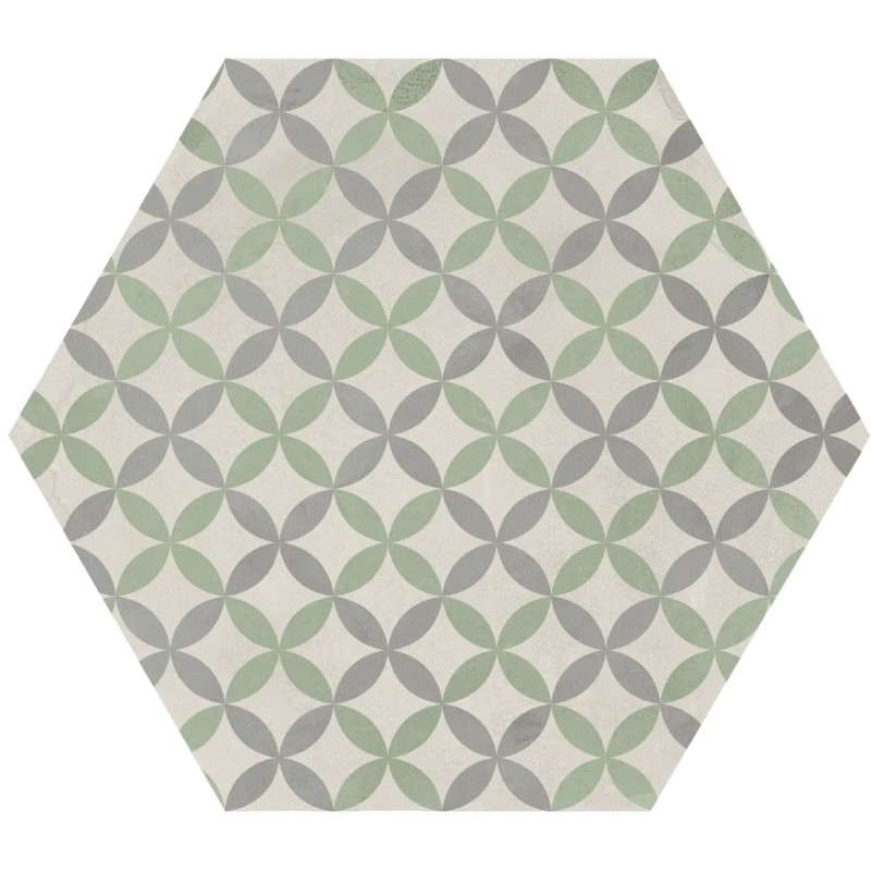 carrelage hexagonal TERRA ARTE vert effet carreau de ciment MARCA CORONA