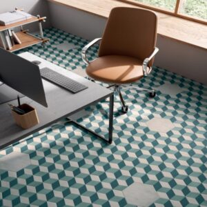 carrelage hexagonal TERRA ARTE bleu effet carreau de ciment MARCA CORONA