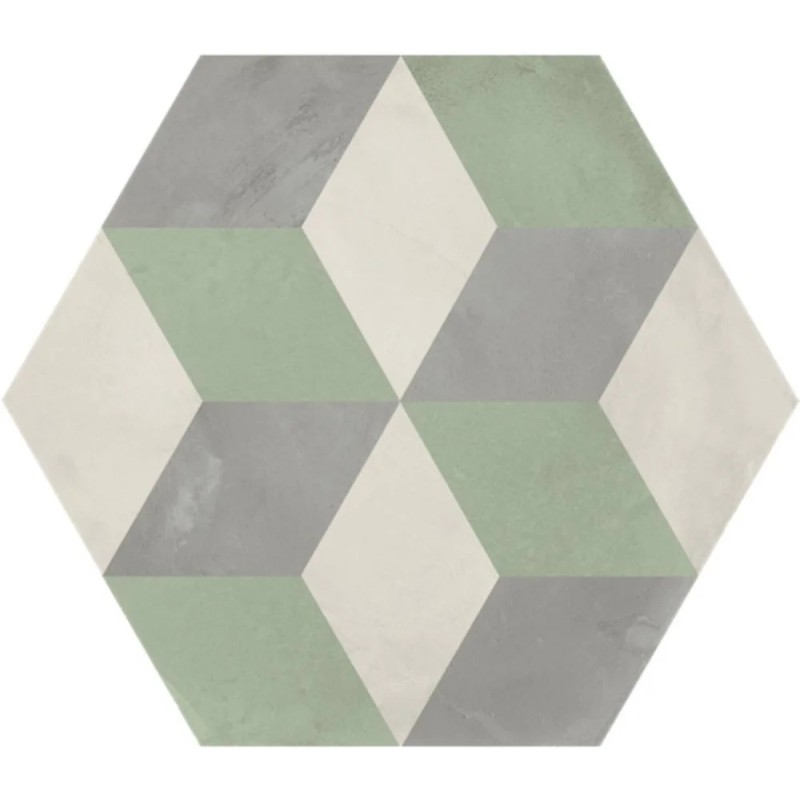 carrelage hexagonal TERRA ARTE vert effet carreau de ciment MARCA CORONA