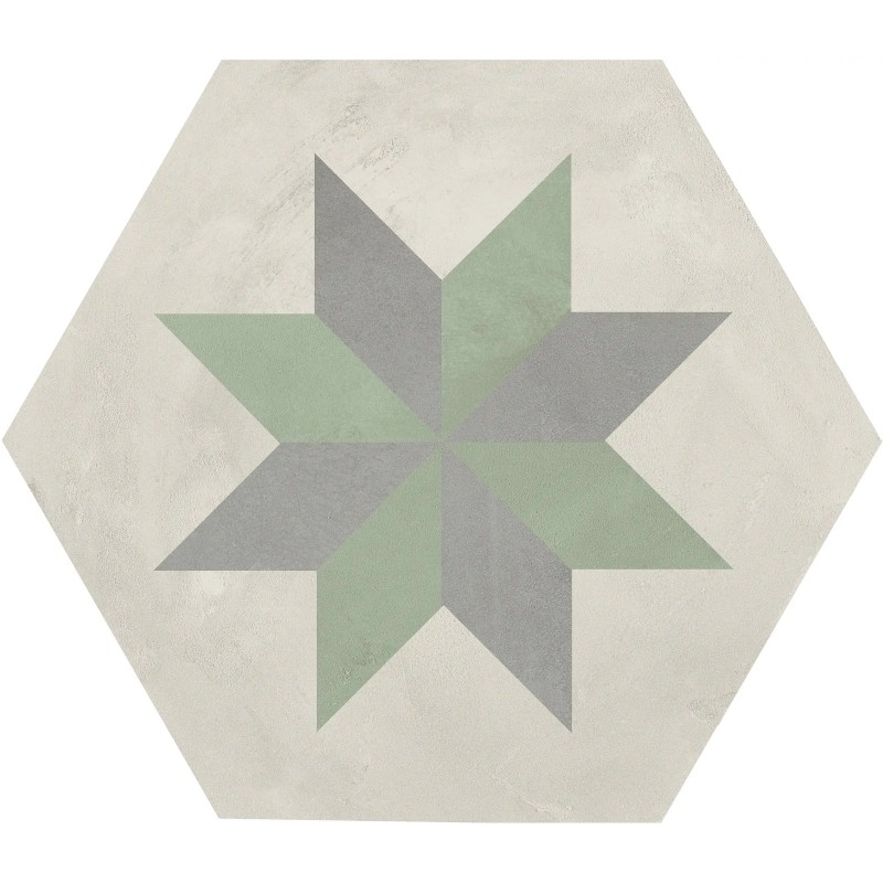carrelage hexagonal TERRA ARTE vert effet carreau de ciment MARCA CORONA