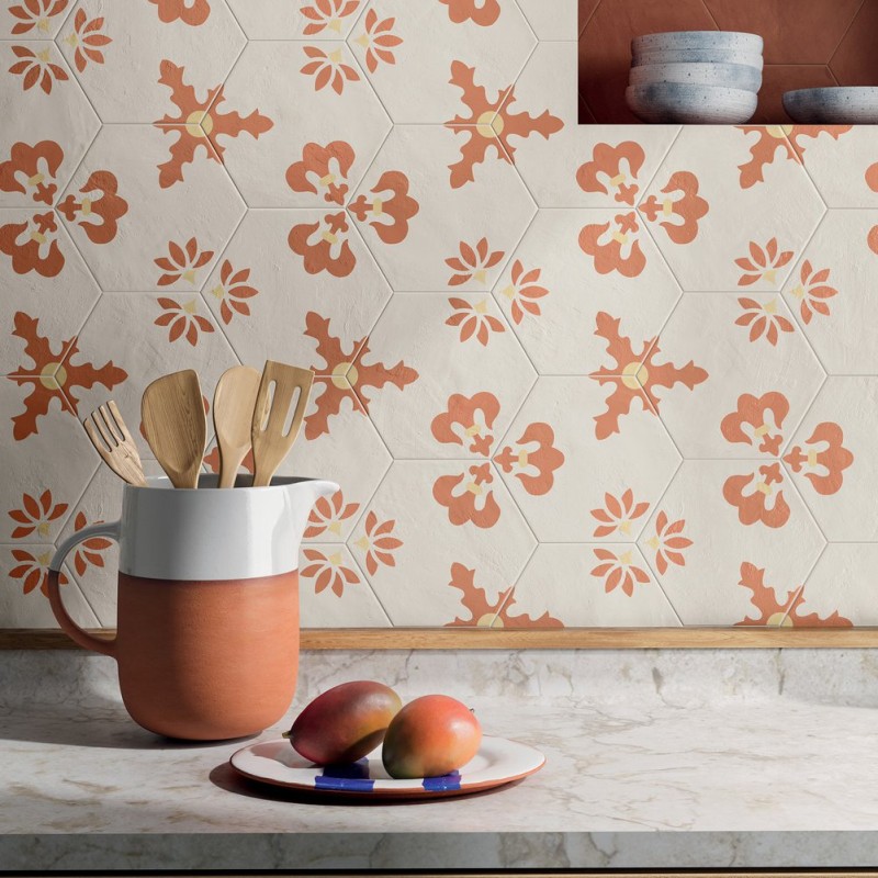 Carrelage hexagonal TERRA ARTE terracotta effet carreau de ciment MARCA CORONA