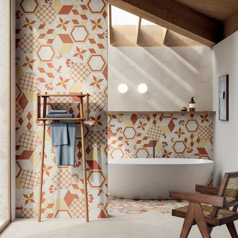 Carrelage hexagonal TERRA ARTE terracotta effet carreau de ciment MARCA CORONA