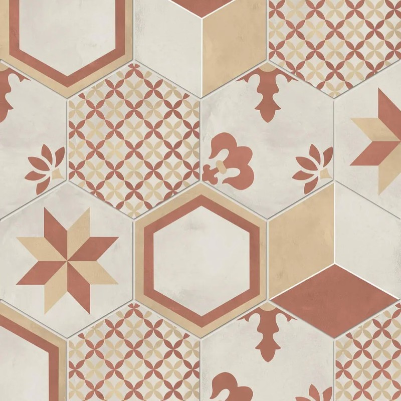 Carrelage hexagonal TERRA ARTE terracotta effet carreau de ciment MARCA CORONA