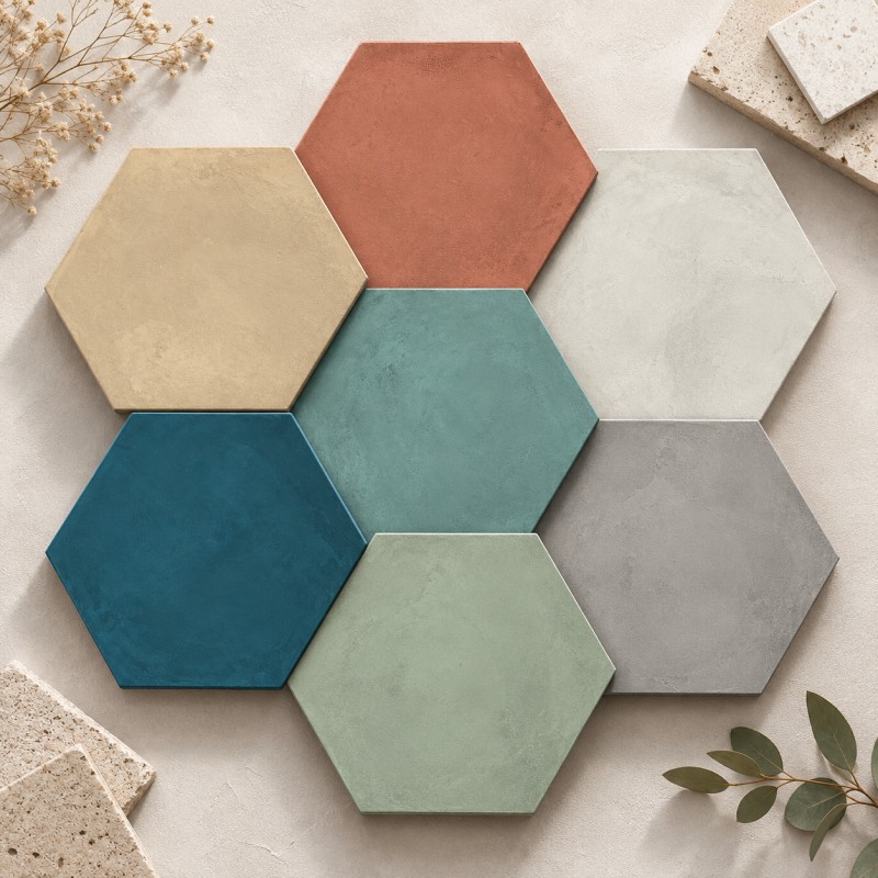 Carrelage hexagonal TERRA ARTE terracotta effet carreau de ciment MARCA CORONA