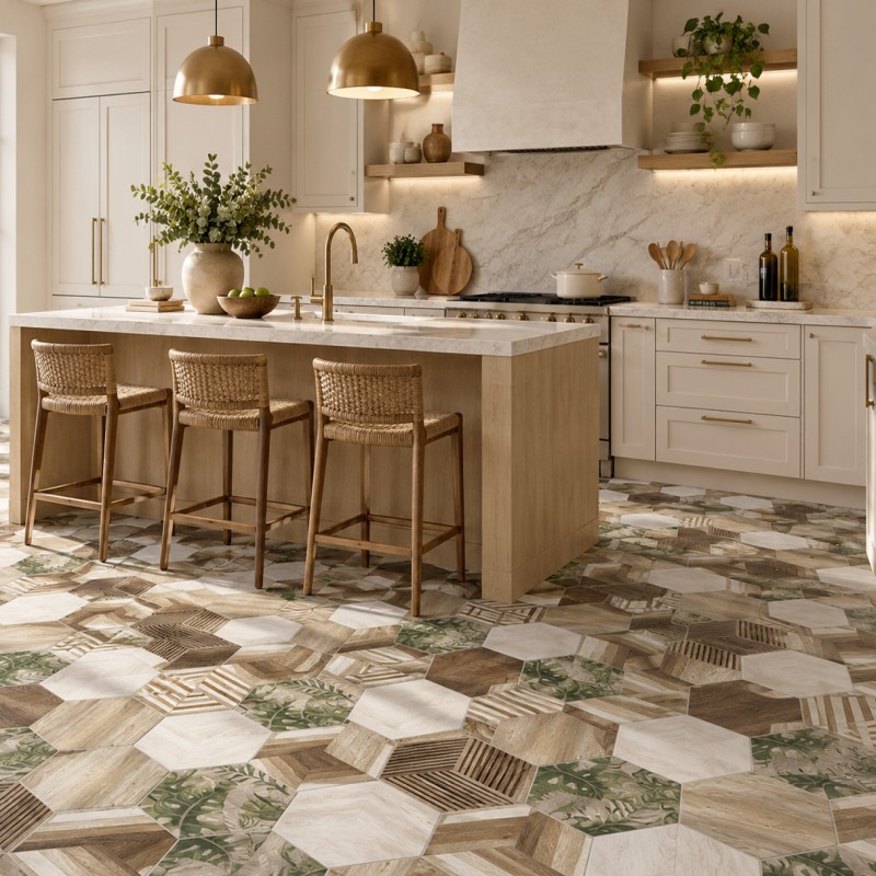 Carrelage hexagonal AFRICA effet bois ITT - AFRIQUE