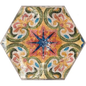 Carrelage hexagonal parchwork VERACRUZ aspect mexicain